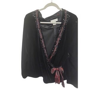 Vintage Jackie  90s Jon Woman‎ Velvet Beaded Collar Wrap 1X Evening Deadstock